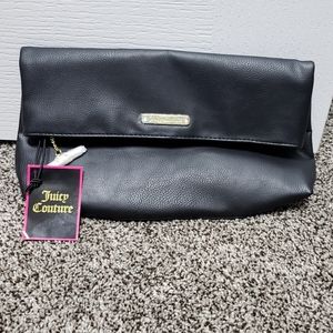 Juicy Couture Black Fold Over Clutch With Pink Interior NWT
